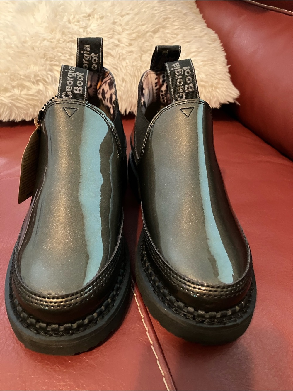 Georgia Boot Black Patent Chelsea Ankle Booties